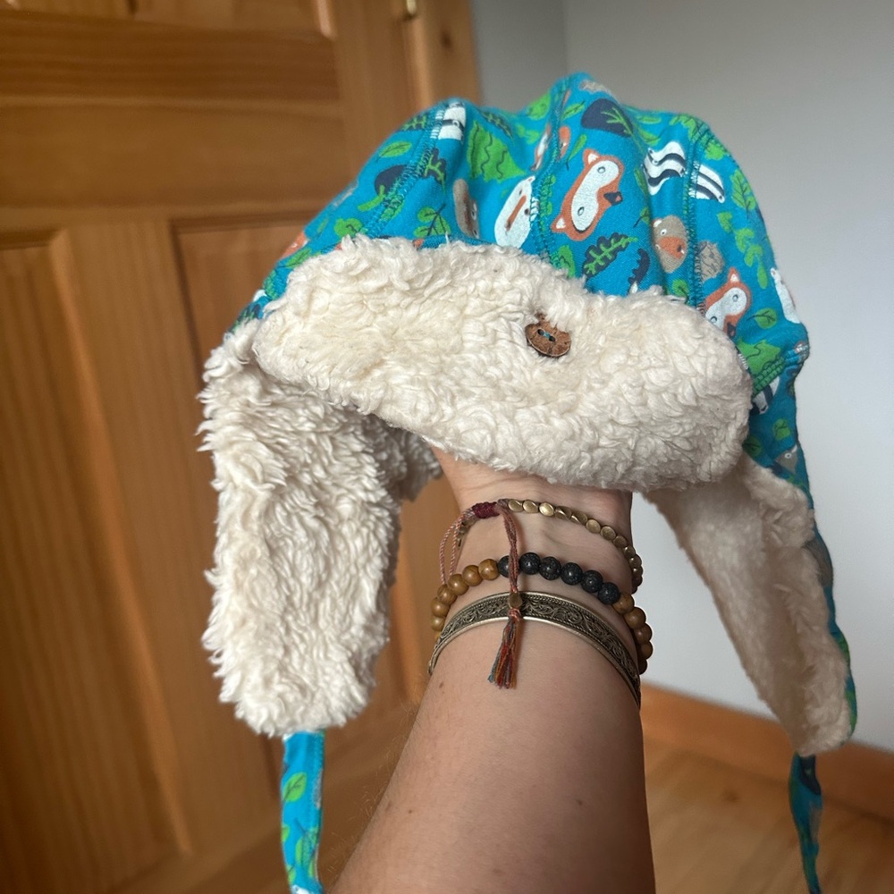 Picadilly Organics Blue and Cream Kids Trapper Hat
